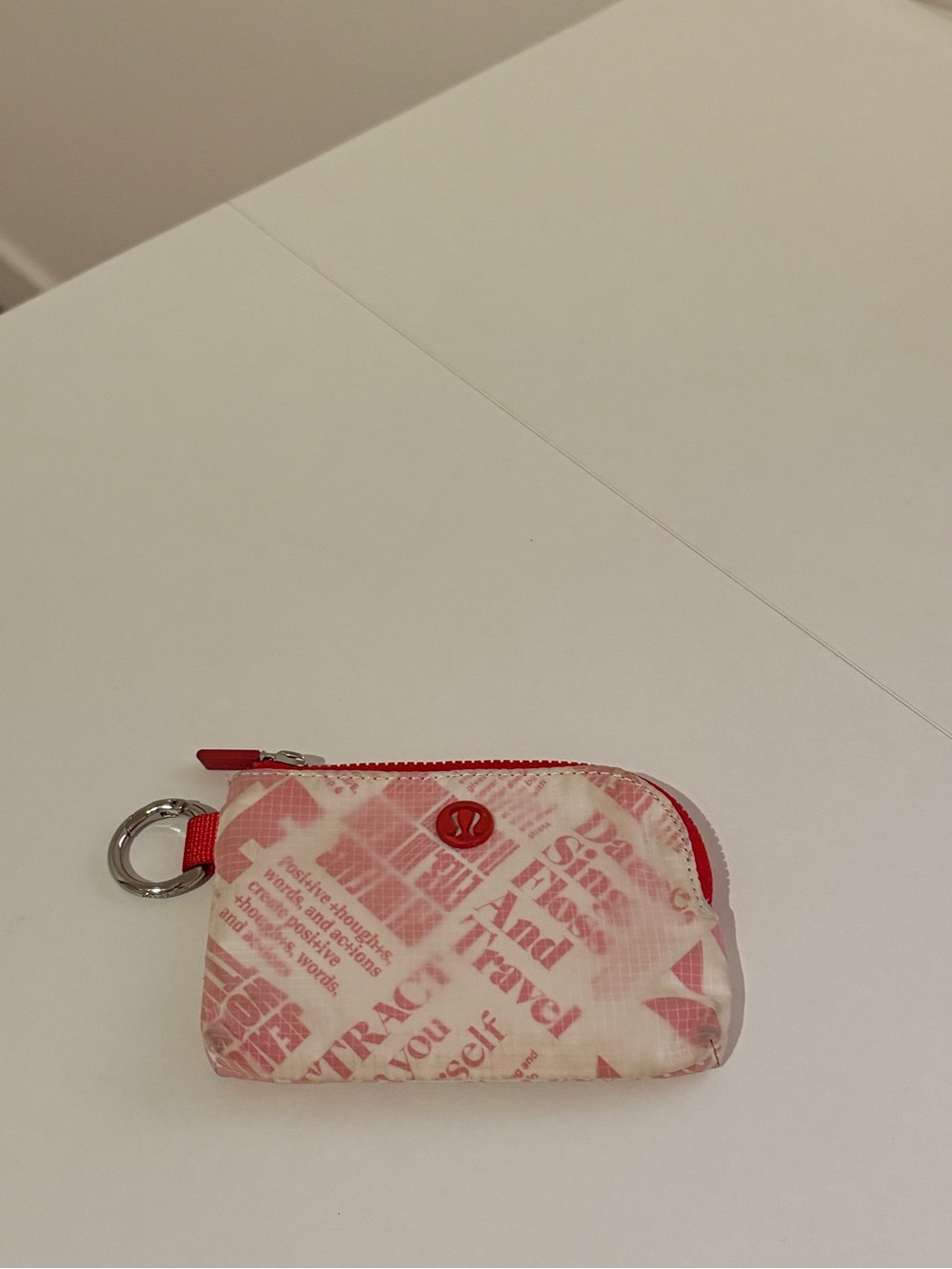lululemon athletica Red and White Printed Key Pouch